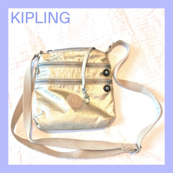 ๐ Gold (Metallic) Kipling Crossbody Purse (great condition)!! - Picture 6 of 7